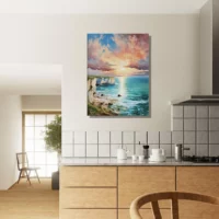 Tableau Coucher de soleil sur les falaises d’Etretat coucher de soleil sur les falaises d'etretat