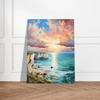 Tableau Coucher de soleil sur les falaises d’Etretat coucher de soleil sur les falaises d'etretat