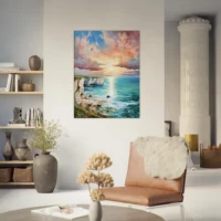 Tableau Coucher de soleil sur les falaises d’Etretat coucher de soleil sur les falaises d'etretat