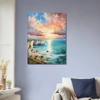 Tableau Coucher de soleil sur les falaises d’Etretat coucher de soleil sur les falaises d'etretat