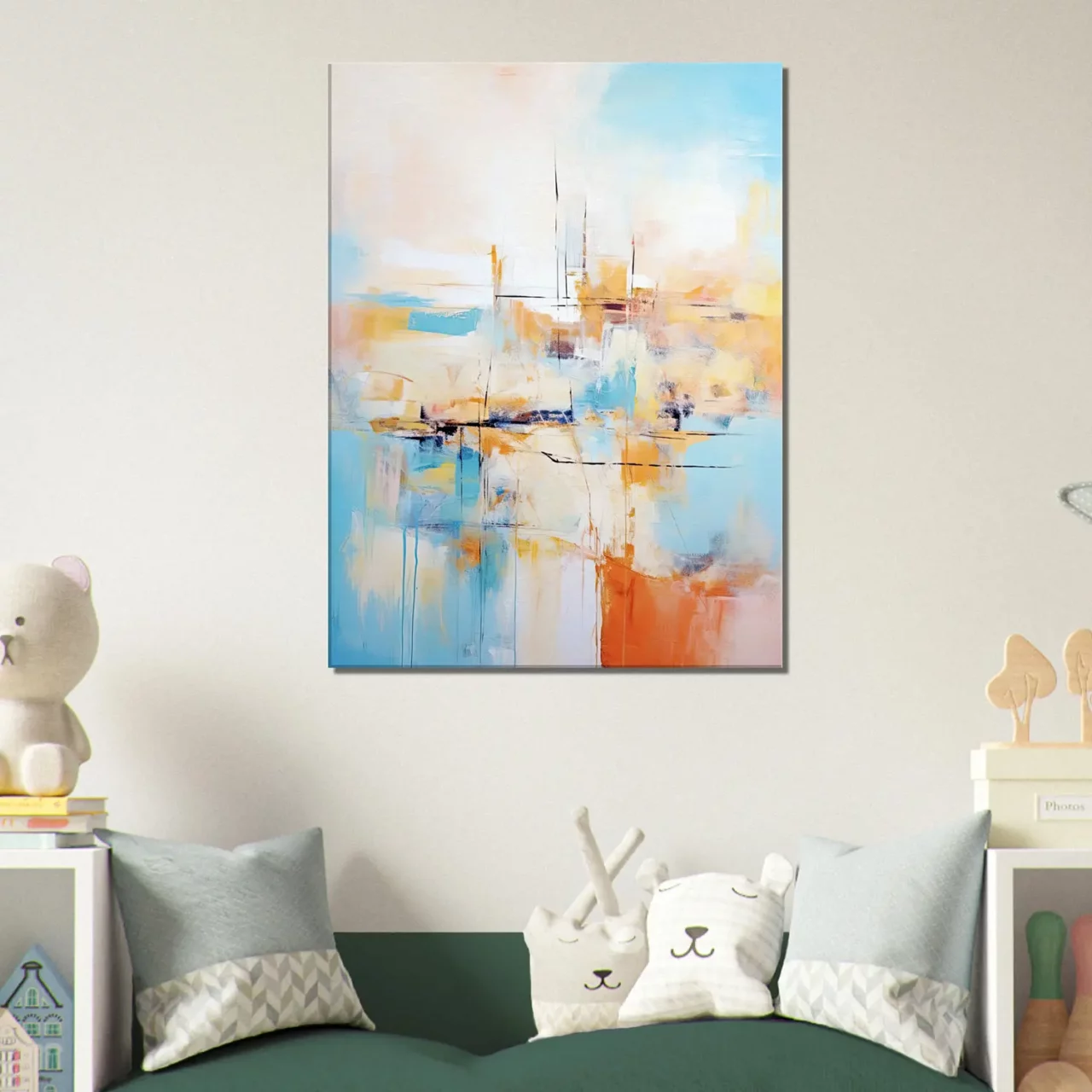 Tableau Horizon Breton Abstrait, teintes douces horizon breton abstrait, teintes douces