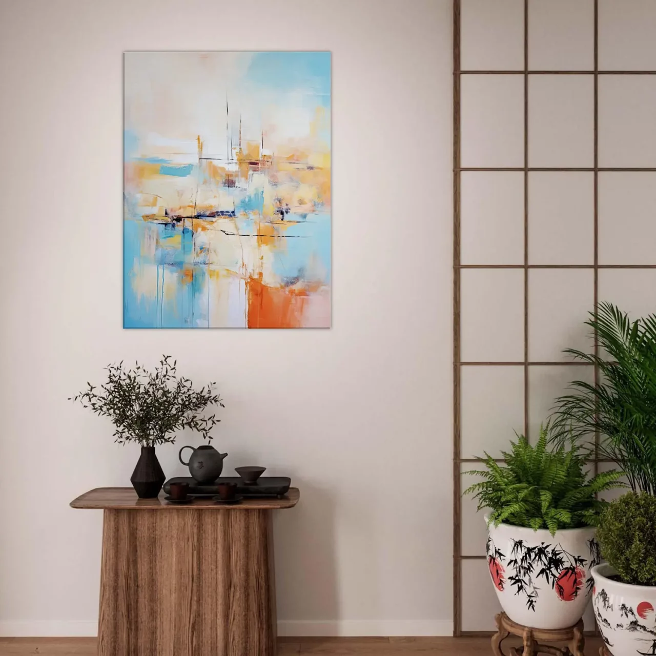 Tableau Horizon Breton Abstrait, teintes douces horizon breton abstrait, teintes douces