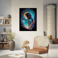 Cadre mural La cosmonaute au hublot la cosmonaute au hublot