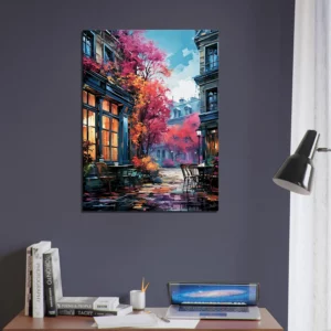 Toile Les terrasses de Paris en automne les terrasses de paris en automne