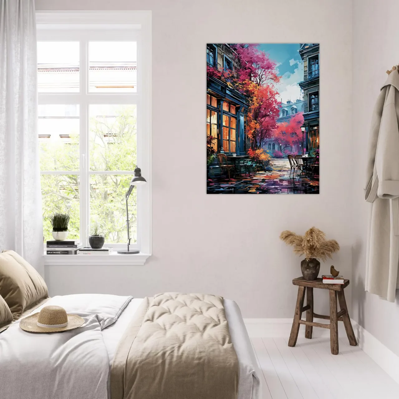 Toile Les terrasses de Paris en automne les terrasses de paris en automne