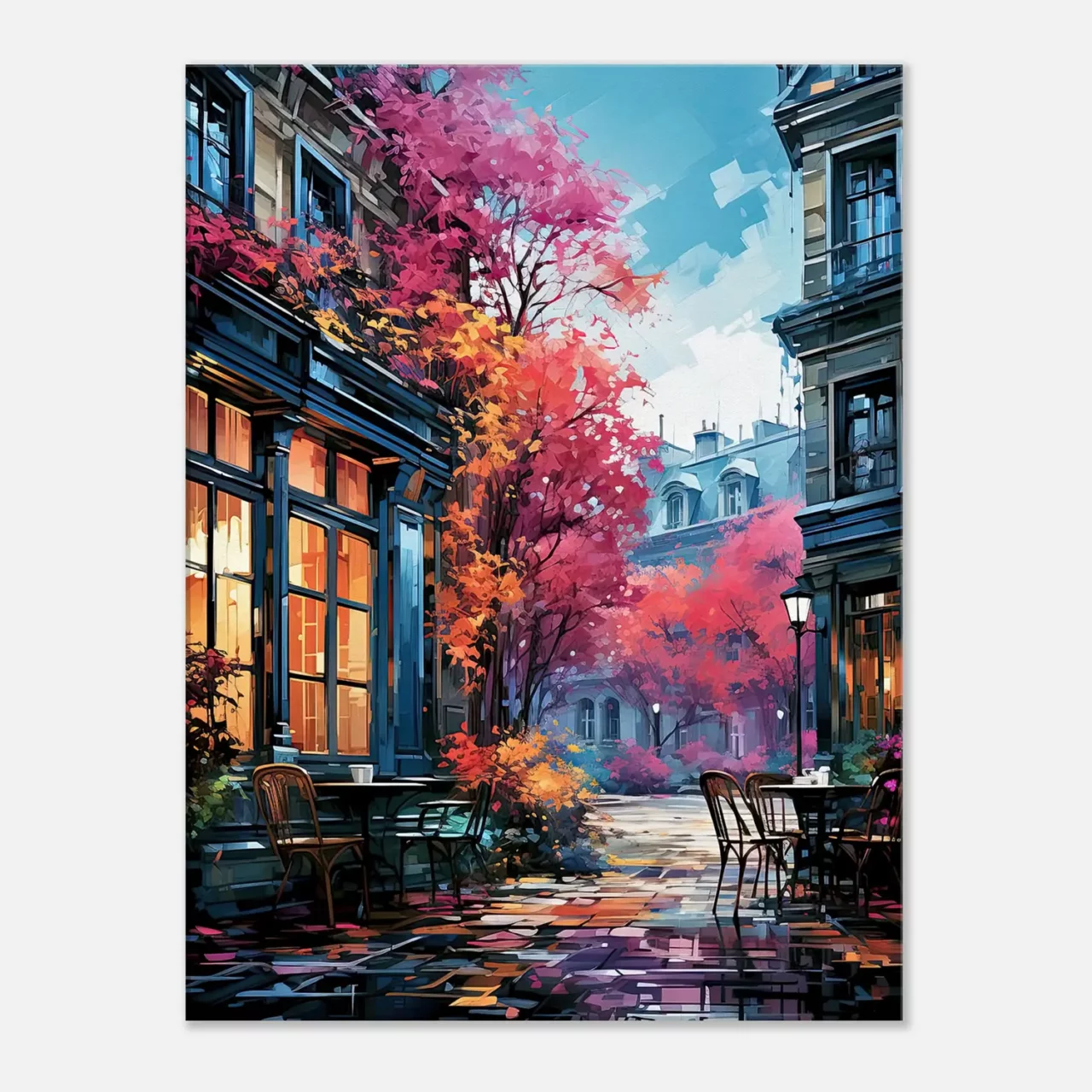 Toile Les terrasses de Paris en automne les terrasses de paris en automne