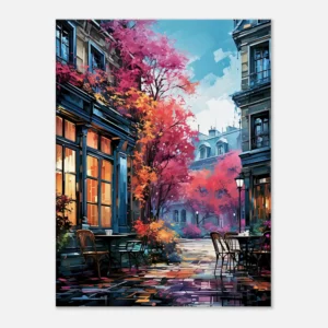 Toile Les terrasses de Paris en automne les terrasses de paris en automne