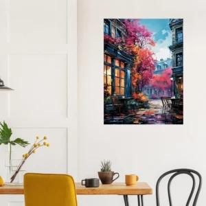 Toile Les terrasses de Paris en automne les terrasses de paris en automne