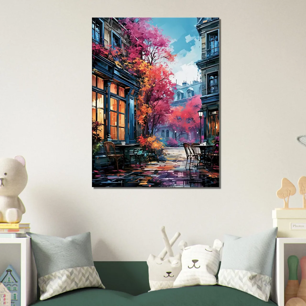 Toile Les terrasses de Paris en automne les terrasses de paris en automne