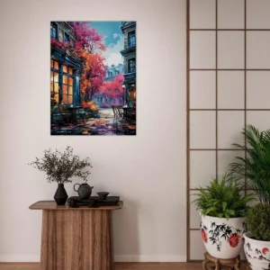 Toile Les terrasses de Paris en automne les terrasses de paris en automne