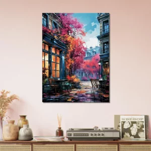 Toile Les terrasses de Paris en automne les terrasses de paris en automne