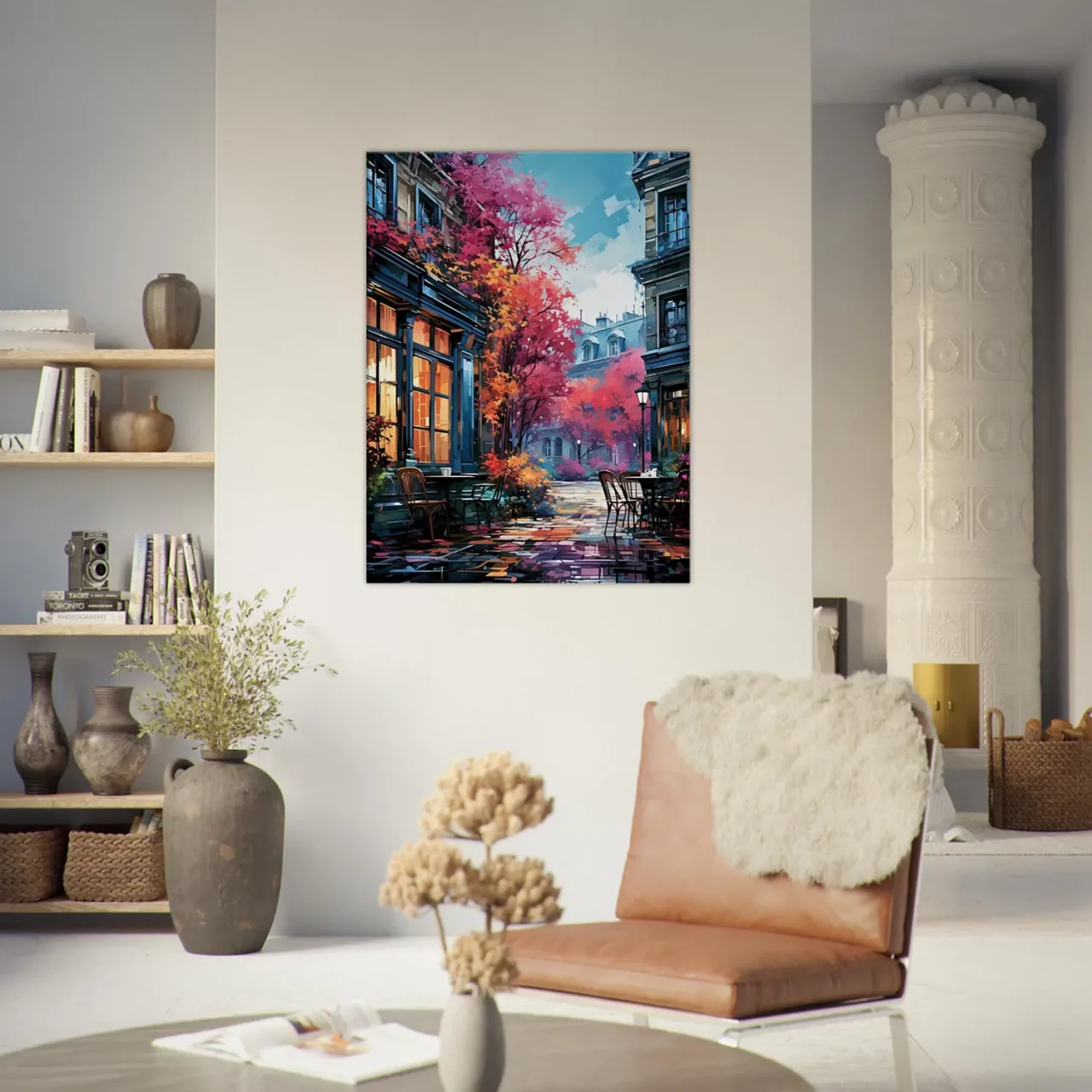 Toile Les terrasses de Paris en automne les terrasses de paris en automne