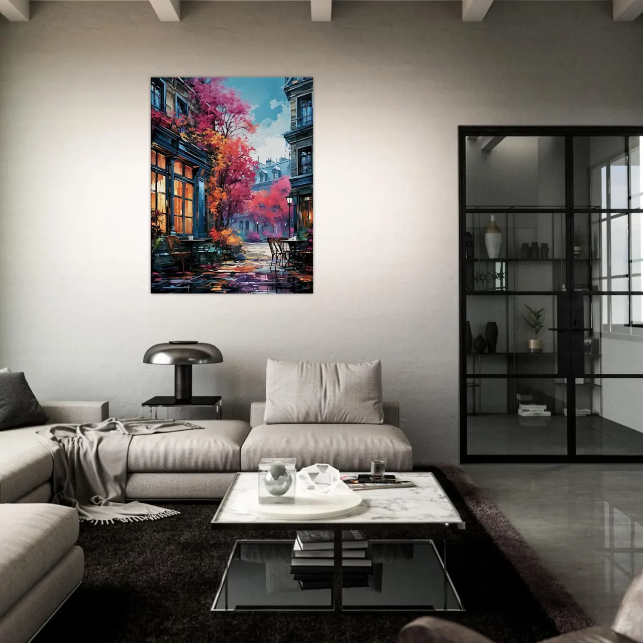 Toile Les terrasses de Paris en automne les terrasses de paris en automne