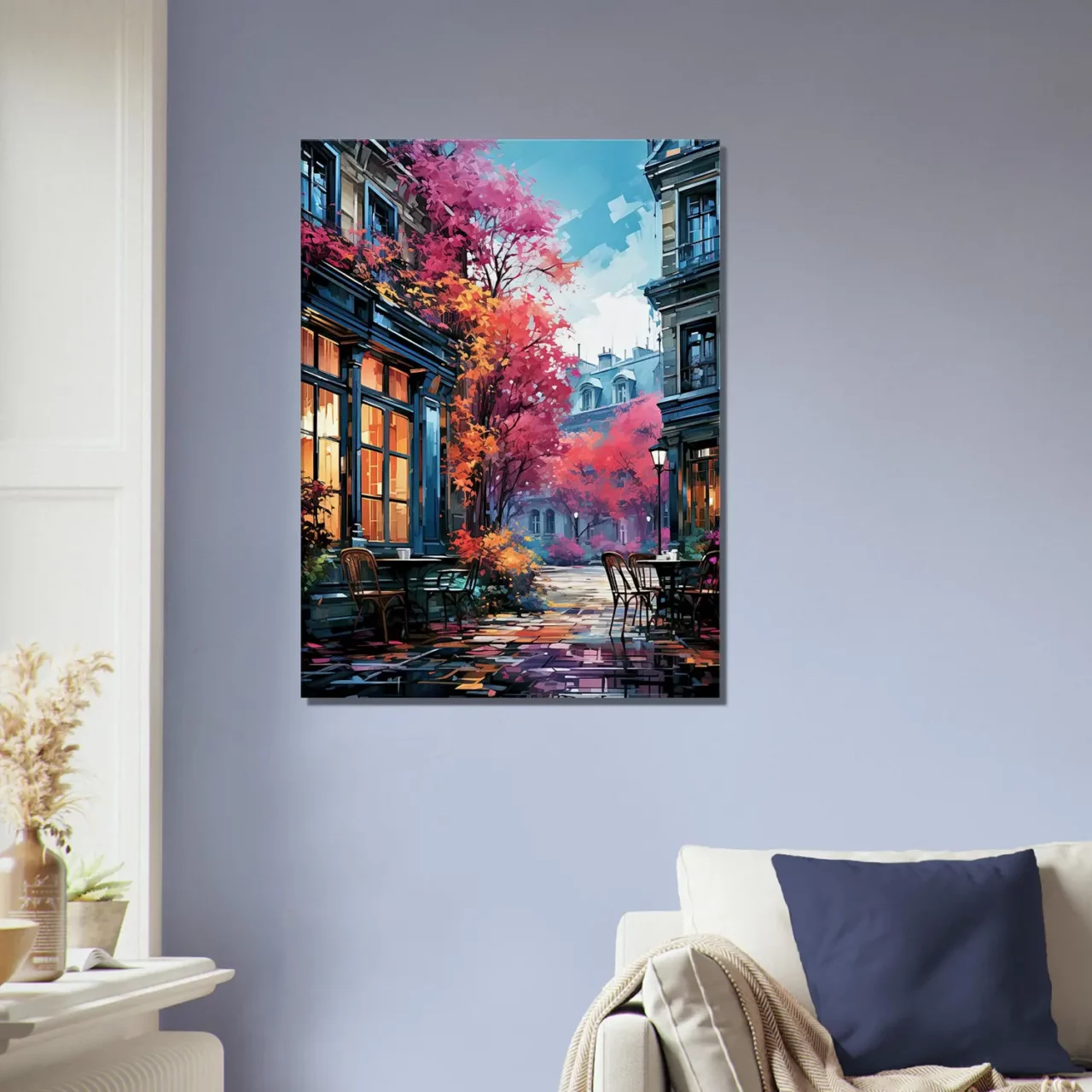 Toile Les terrasses de Paris en automne les terrasses de paris en automne