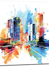 métropole dynamique  paysage urbain abstrait