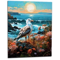 Cadre Mouette sur une côte accidentée fleurie mouette sur une côte accidentée fleurie
