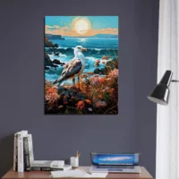 Cadre Mouette sur une côte accidentée fleurie mouette sur une côte accidentée fleurie