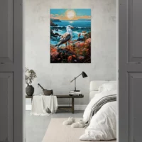 Cadre Mouette sur une côte accidentée fleurie mouette sur une côte accidentée fleurie