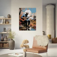 musicien jouant de la guitare sous un arbre