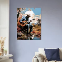 musicien jouant de la guitare sous un arbre