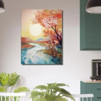 Tableau mural Ou le soleil rencontre la rivière en fleur ou le soleil rencontre la riviere en fleur