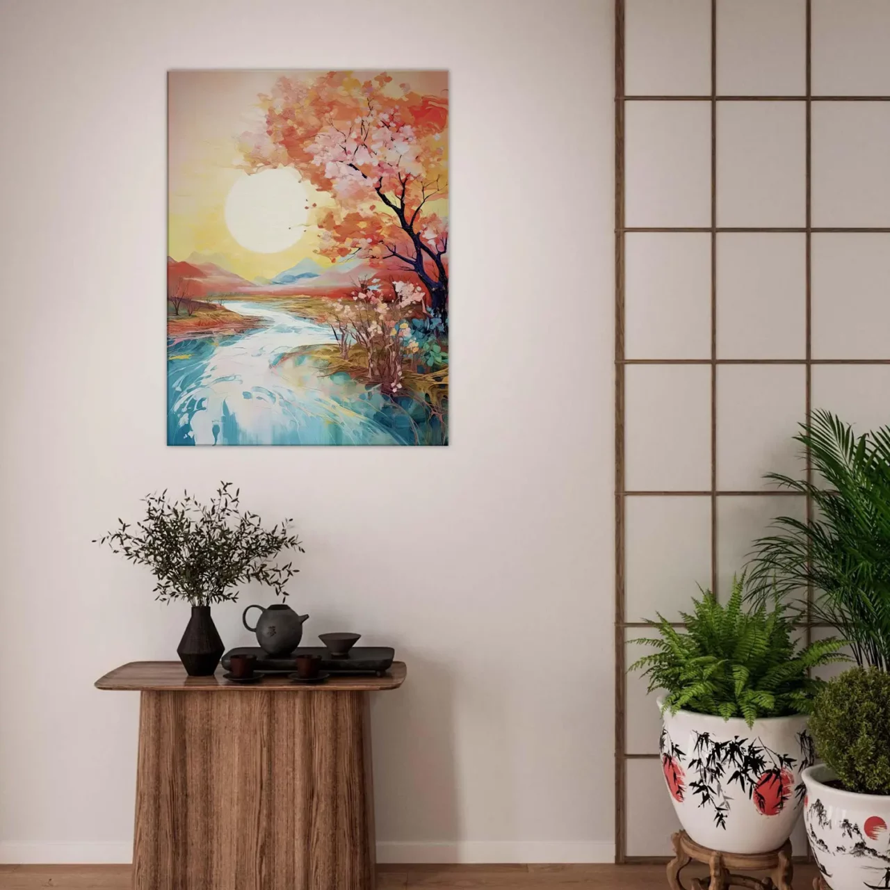 Tableau mural Ou le soleil rencontre la rivière en fleur ou le soleil rencontre la riviere en fleur