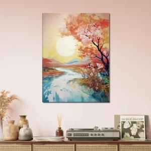 Tableau mural Ou le soleil rencontre la rivière en fleur ou le soleil rencontre la riviere en fleur