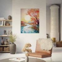 Tableau mural Ou le soleil rencontre la rivière en fleur ou le soleil rencontre la riviere en fleur