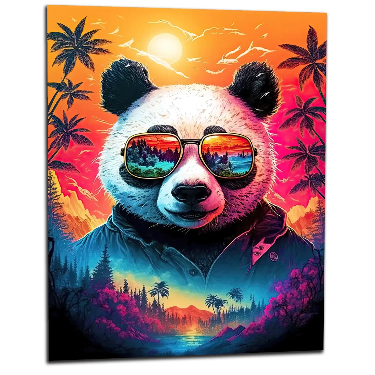 panda cool et reflets hawaïens tropicaux