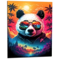 Cadre Panda cool et reflets hawaïens tropicaux panda cool et reflets hawaïens tropicaux