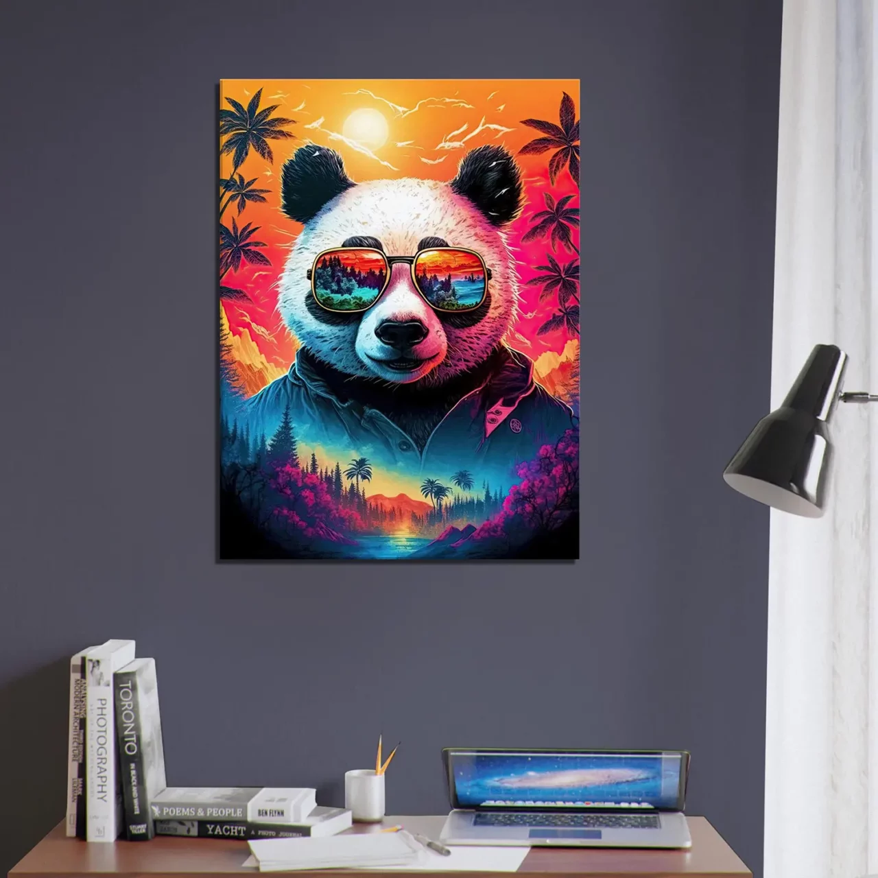 panda cool et reflets hawaïens tropicaux