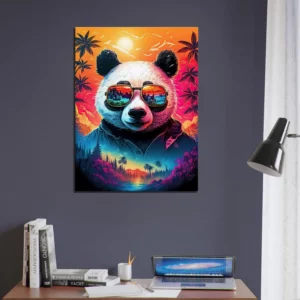 panda cool et reflets hawaïens tropicaux