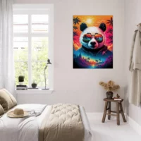 Cadre Panda cool et reflets hawaïens tropicaux panda cool et reflets hawaïens tropicaux