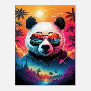 panda cool et reflets hawaïens tropicaux