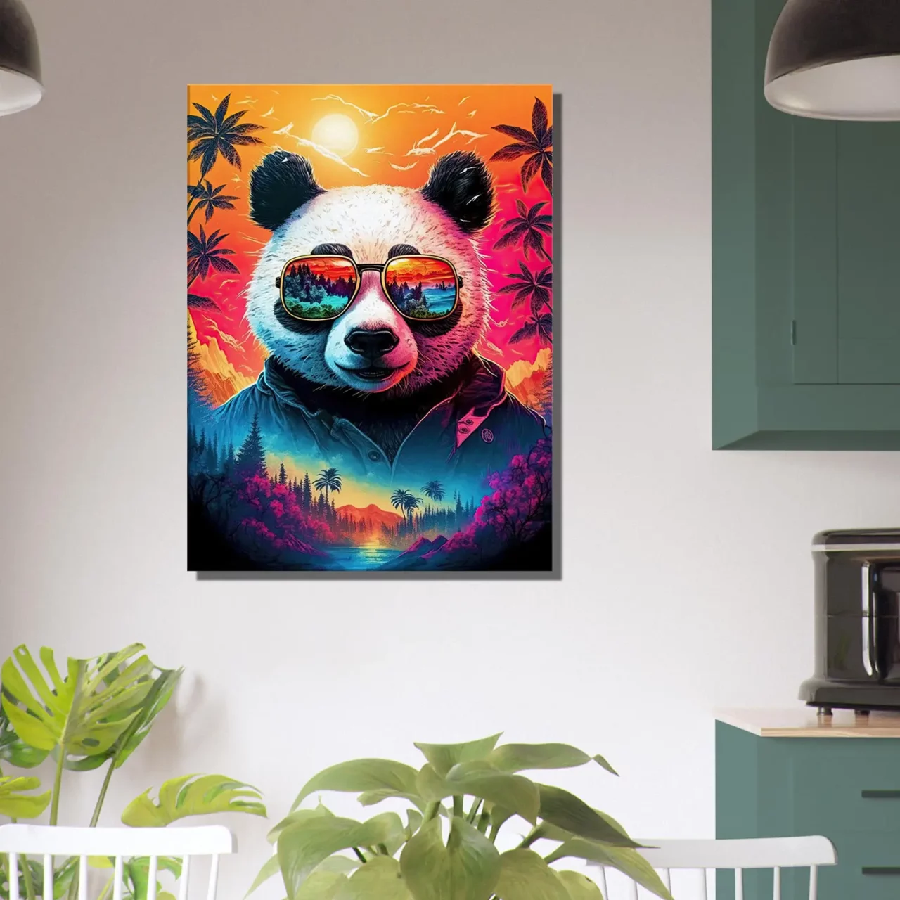 panda cool et reflets hawaïens tropicaux