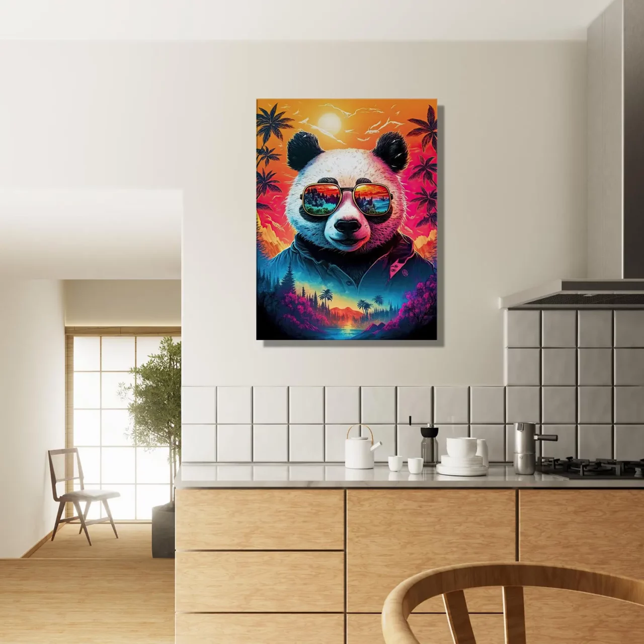 panda cool et reflets hawaïens tropicaux