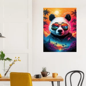 panda cool et reflets hawaïens tropicaux