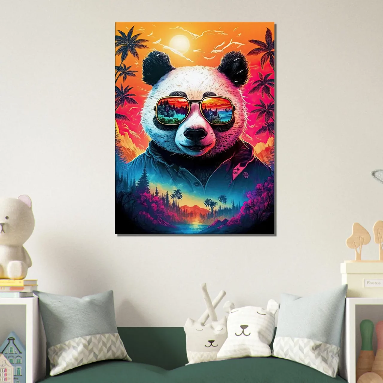 panda cool et reflets hawaïens tropicaux