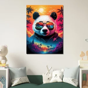 panda cool et reflets hawaïens tropicaux