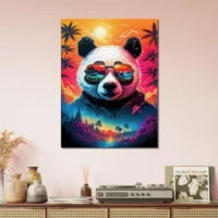 Cadre Panda cool et reflets hawaïens tropicaux panda cool et reflets hawaïens tropicaux