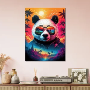 panda cool et reflets hawaïens tropicaux