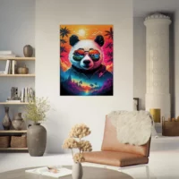 Cadre Panda cool et reflets hawaïens tropicaux panda cool et reflets hawaïens tropicaux