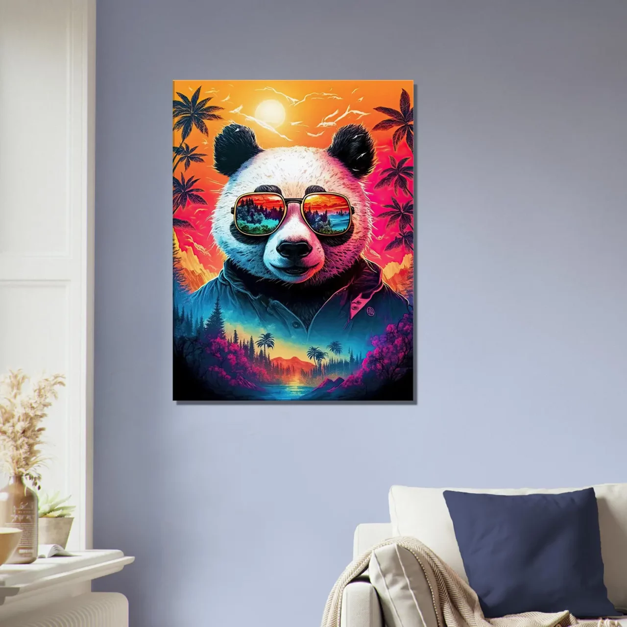 panda cool et reflets hawaïens tropicaux