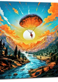 Cadre Parachutisme et paysage sauvage Canadien parachutisme et paysage sauvage canadien