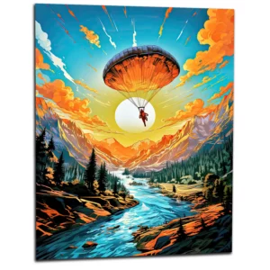 Parachutisme et paysage sauvage Canadien