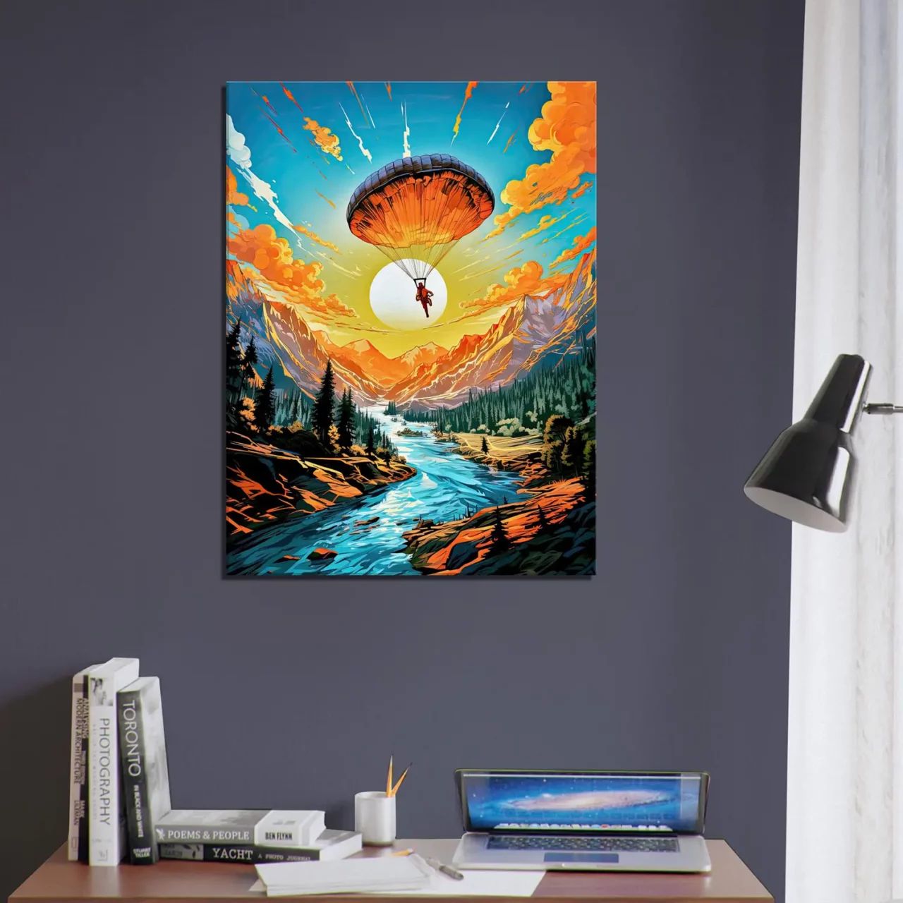 parachutisme et paysage sauvage canadien