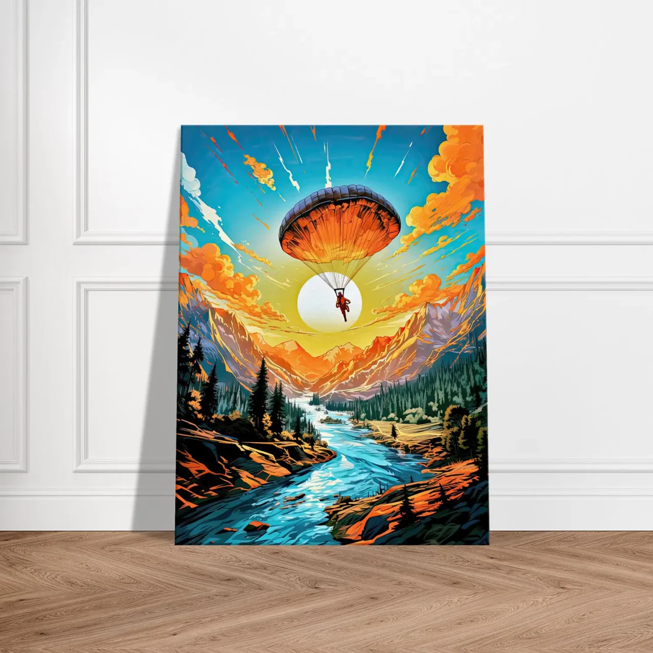 parachutisme et paysage sauvage canadien