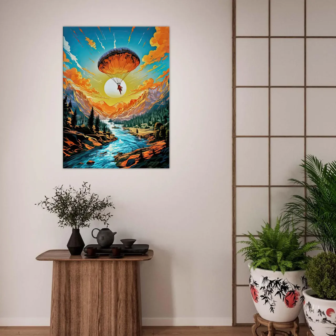 parachutisme et paysage sauvage canadien