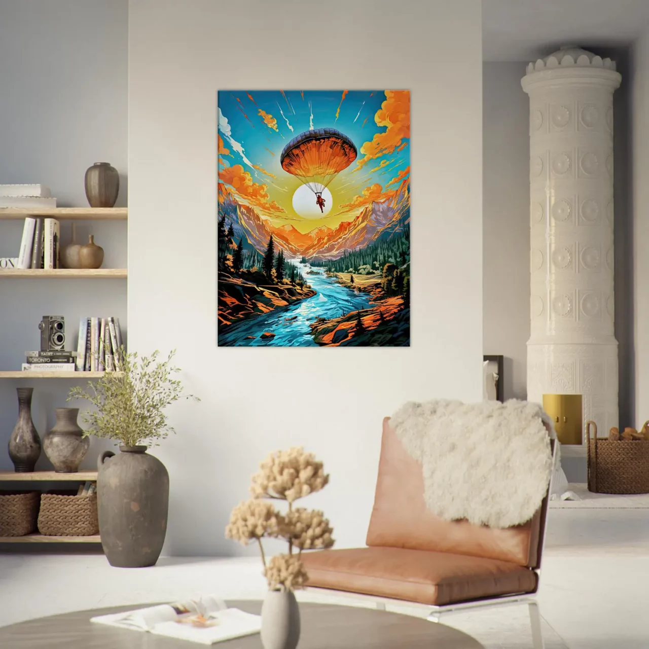 parachutisme et paysage sauvage canadien