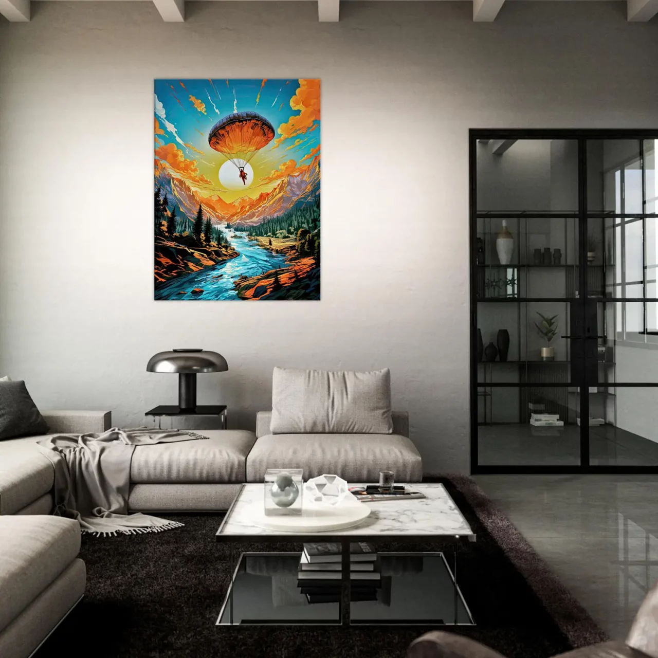 parachutisme et paysage sauvage canadien